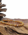 Baikalla Natural Red-Orange Jadeite Jade Round Bead Bracelet W/ 18ky Gold Clasp (6mm)