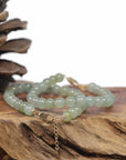 Baikalla Natural Icy Yellow-Green Jadeite Jade Round Bead Bracelet W/ 18ky Gold Clasp (6.5mm)