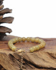 Baikalla Natural Yellow Jadeite Jade Round Bead Bracelet W/ 18ky Gold Clasp (6.5mm)