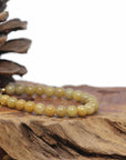 Baikalla Natural Yellow Jadeite Jade Round Bead Bracelet W/ 18ky Gold Clasp (6.5mm)