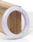 Baikalla Natural Lavender & Apple-Green Patch Jadeite Jade "Half Round" Bangle Bracelet (54.5mm) 
