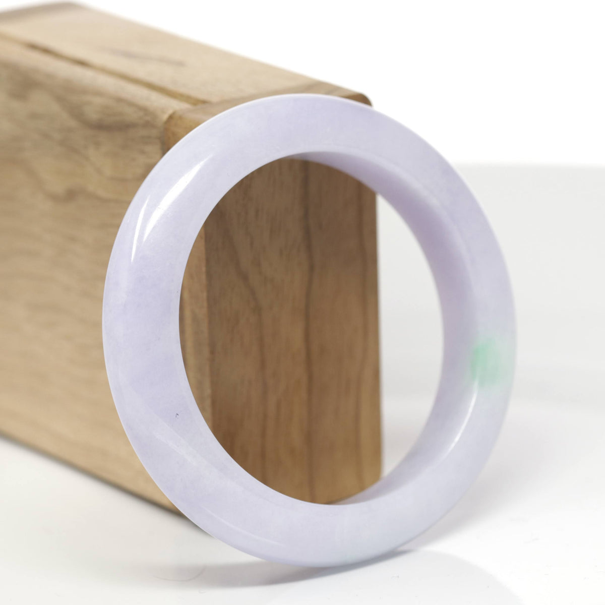 Baikalla Natural Lavender &amp; Apple-Green Patch Jadeite Jade "Half Round" Bangle Bracelet (54.5mm) 