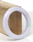 Baikalla Natural Lavender & Apple-Green Patch Jadeite Jade "Half Round" Bangle Bracelet (54.5mm) 
