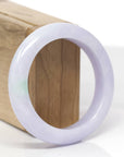 Baikalla Natural Lavender & Apple-Green Patch Jadeite Jade "Half Round" Bangle Bracelet (54.5mm) 