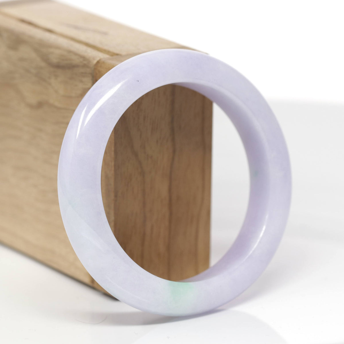 Baikalla Natural Lavender &amp; Apple-Green Patch Jadeite Jade "Half Round" Bangle Bracelet (54.5mm) 