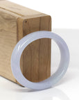 Baikalla Natural Icy Light Lavender W/ Faint Green Patches Jadeite Jade "Oval Square-Cut" Bangle Bracelet (51.7mm) 