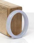 Baikalla Natural Icy Light Lavender W/ Faint Green Patches Jadeite Jade "Oval Square-Cut" Bangle Bracelet (51.7mm) 