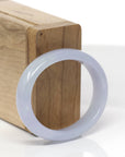 Baikalla Natural Icy Light Lavender W/ Faint Green Patches Jadeite Jade "Oval Square-Cut" Bangle Bracelet (51.7mm) 