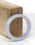 Baikalla Natural Icy Light Lavender W/ Faint Green Patches Jadeite Jade "Oval Square-Cut" Bangle Bracelet (51.7mm) 