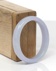 Baikalla Natural Icy Light Lavender W/ Faint Green Patches Jadeite Jade "Oval Square-Cut" Bangle Bracelet (51.7mm) 