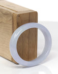 Baikalla Natural Icy Light Lavender W/ Faint Green Patches Jadeite Jade "Oval Square-Cut" Bangle Bracelet (51.7mm) 
