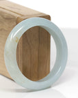 Baikalla Natural Icy Light Blue-Green W/ Orange Sajin Freckles Jadeite Jade "Half Round" Bangle Bracelet (54.3mm) 