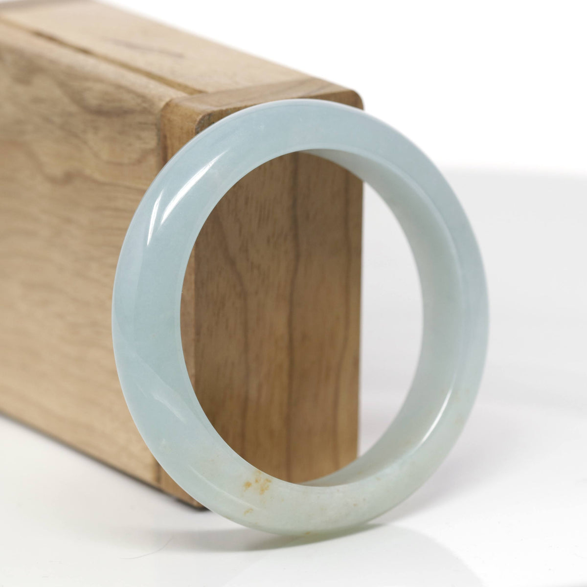 Baikalla Natural Icy Light Blue-Green W/ Orange Sajin Freckles Jadeite Jade "Half Round" Bangle Bracelet (54.3mm) 
