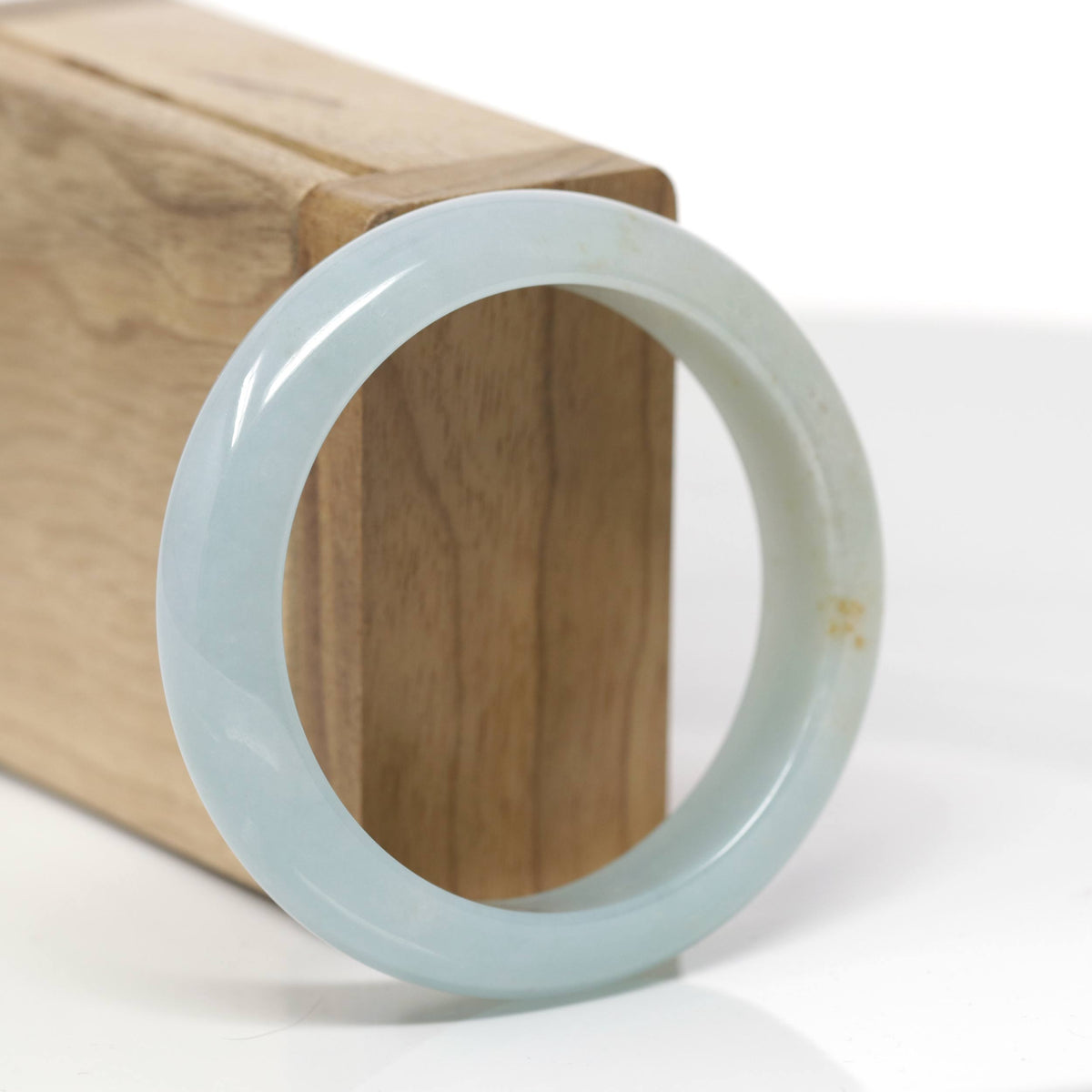 Baikalla Natural Icy Light Blue-Green W/ Orange Sajin Freckles Jadeite Jade "Half Round" Bangle Bracelet (54.3mm) 