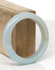 Baikalla Natural Icy Light Blue-Green W/ Orange Sajin Freckles Jadeite Jade "Half Round" Bangle Bracelet (54.3mm) 