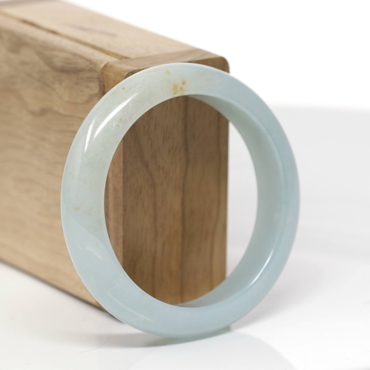 Baikalla Natural Icy Light Blue-Green W/ Orange Sajin Freckles Jadeite Jade "Half Round" Bangle Bracelet (54.3mm) 