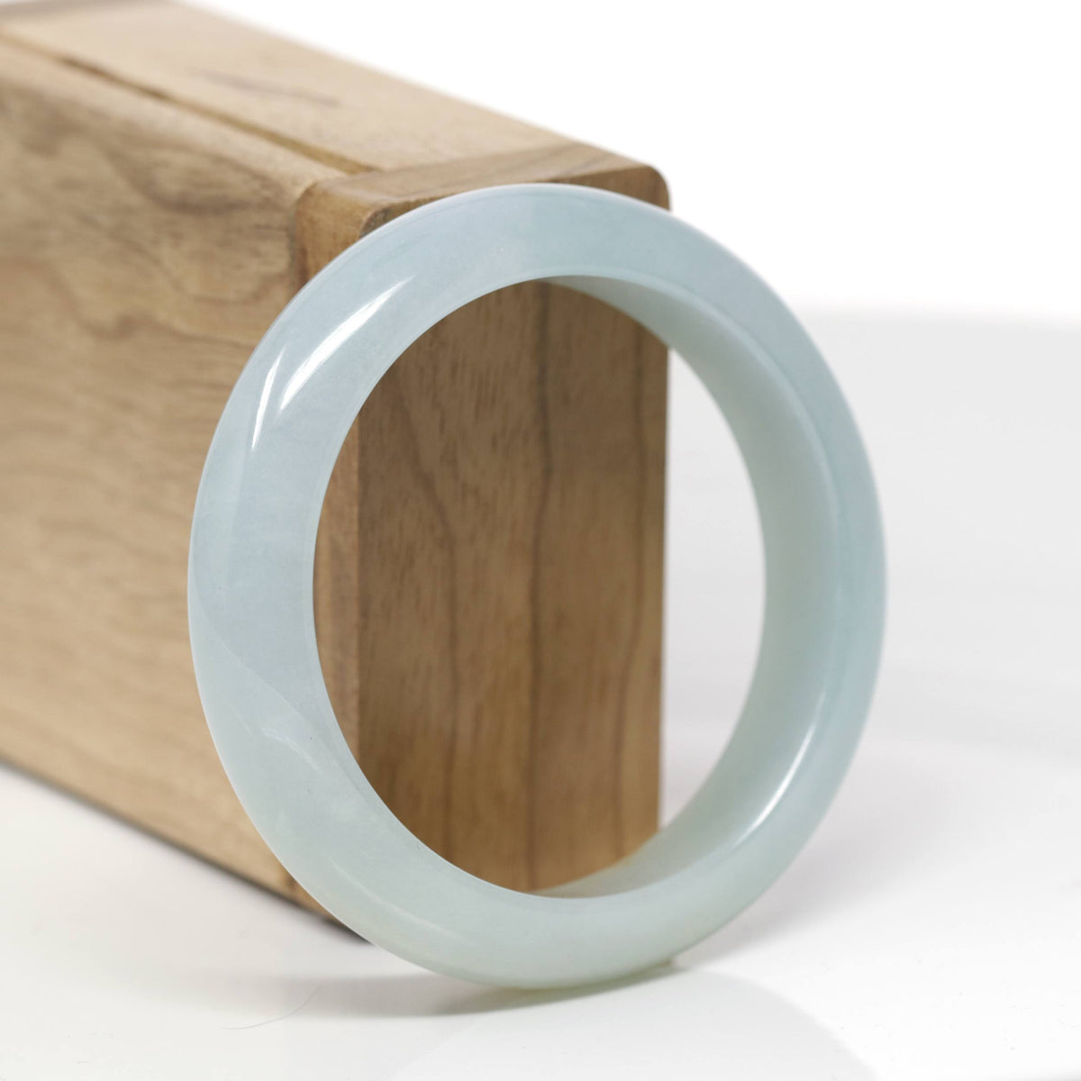 Baikalla Natural Icy Light Blue-Green W/ Orange Sajin Freckles Jadeite Jade "Half Round" Bangle Bracelet (54.3mm) 