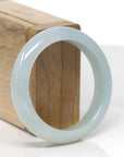 Baikalla Natural Icy Light Blue-Green W/ Orange Sajin Freckles Jadeite Jade "Half Round" Bangle Bracelet (54.3mm) 