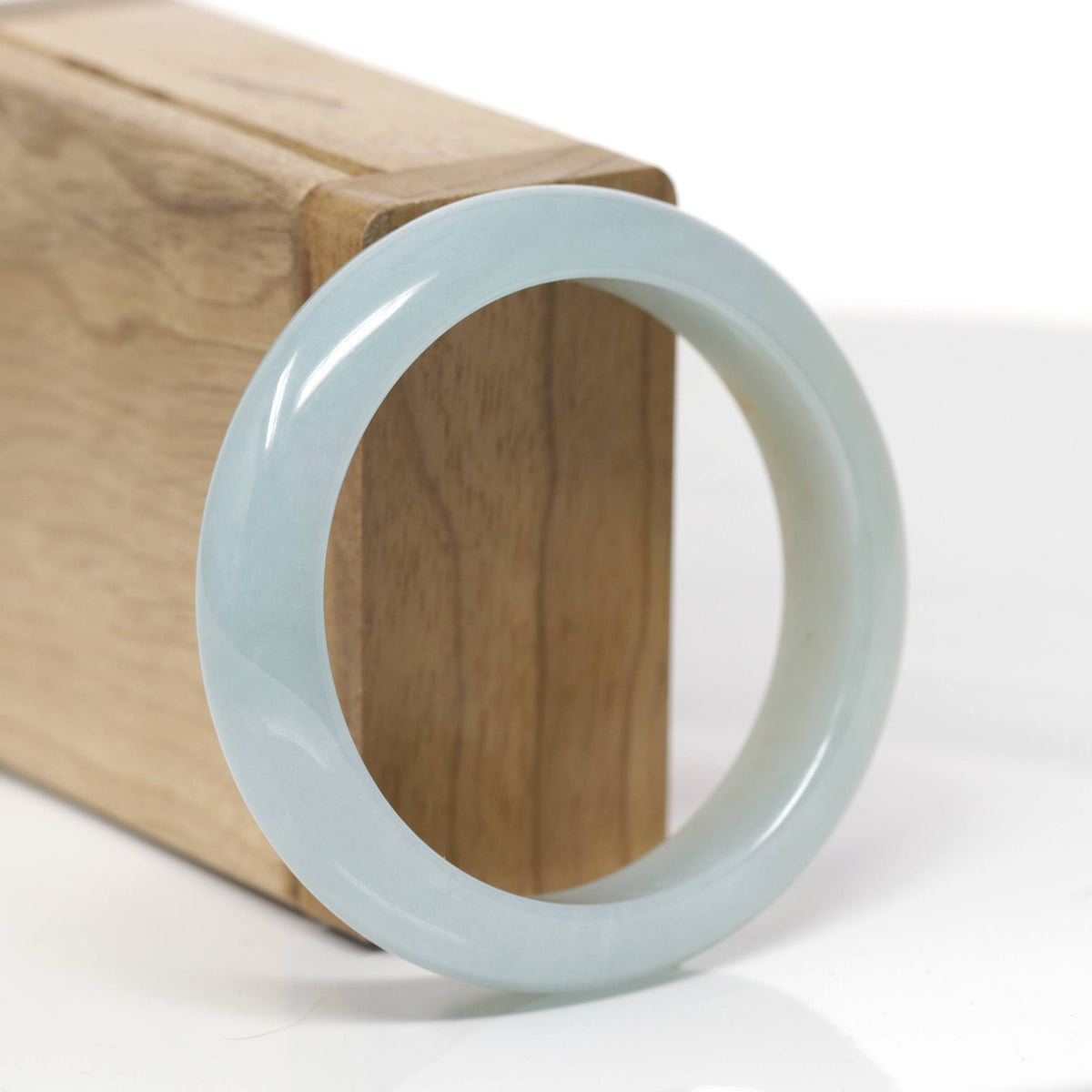 Baikalla Natural Icy Light Blue-Green W/ Orange Sajin Freckles Jadeite Jade "Half Round" Bangle Bracelet (54.3mm) 