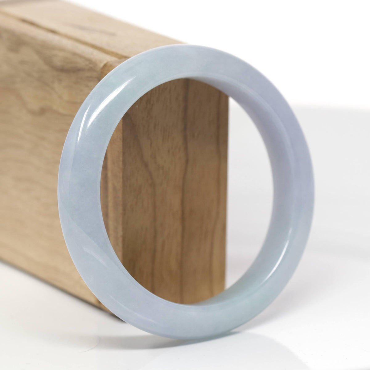 Baikalla Natural Light Blue-Green &amp; Lavender Jadeite Jade "Half Round" Bangle Bracelet (57.7mm) 