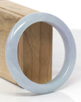 Baikalla Natural Light Blue-Green & Lavender Jadeite Jade "Half Round" Bangle Bracelet (57.7mm) 
