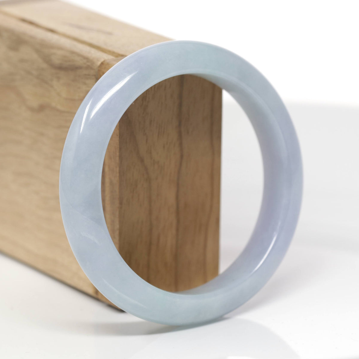 Baikalla Natural Light Blue-Green &amp; Lavender Jadeite Jade "Half Round" Bangle Bracelet (57.7mm) 