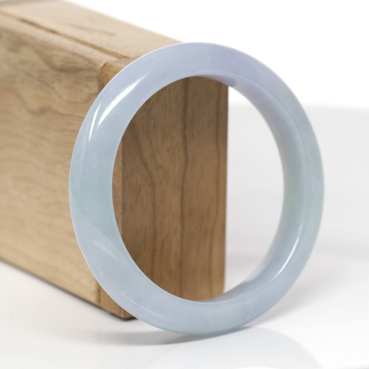 Baikalla Natural Light Blue-Green &amp; Lavender Jadeite Jade "Half Round" Bangle Bracelet (57.7mm) 