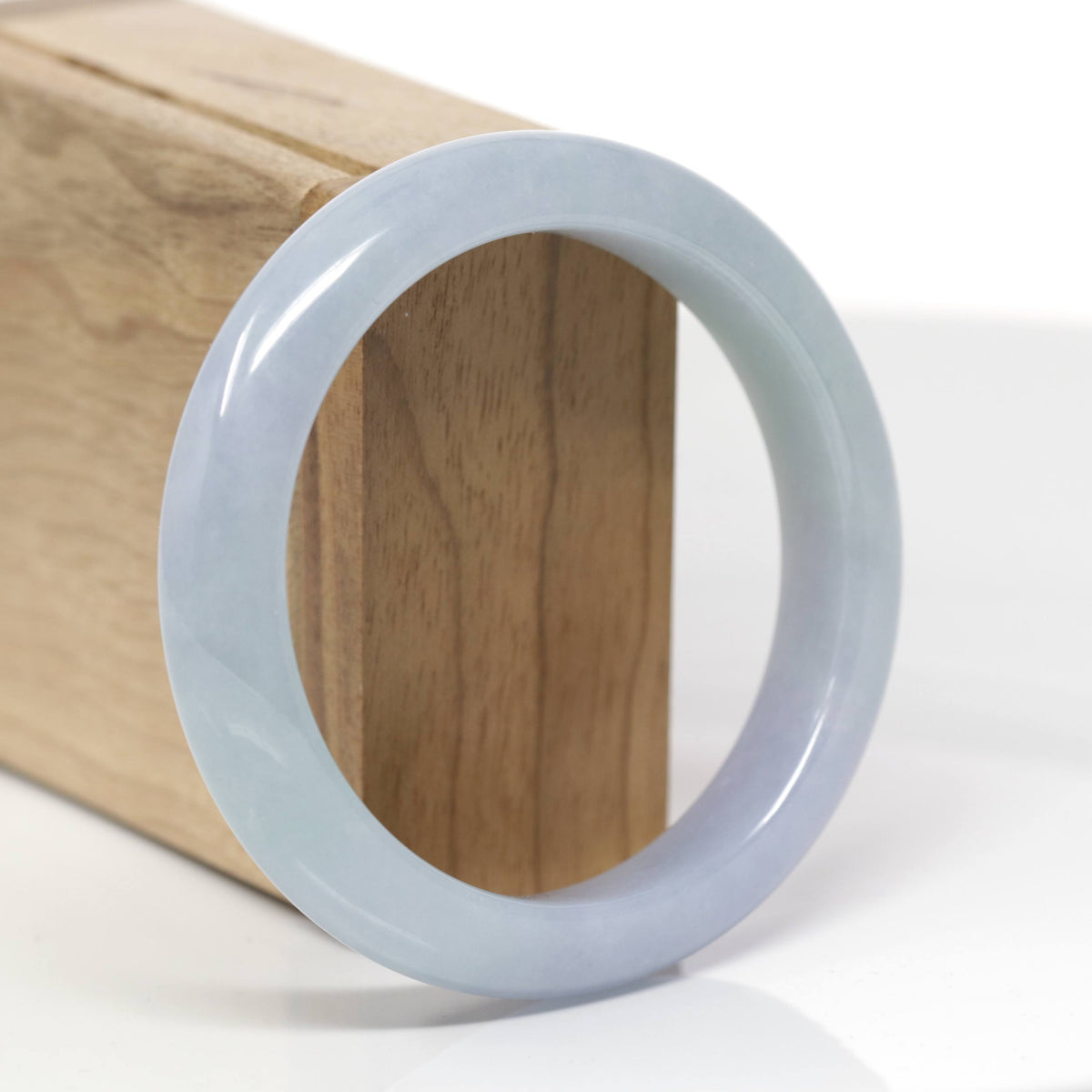 Baikalla Natural Light Blue-Green &amp; Lavender Jadeite Jade "Half Round" Bangle Bracelet (57.7mm) 
