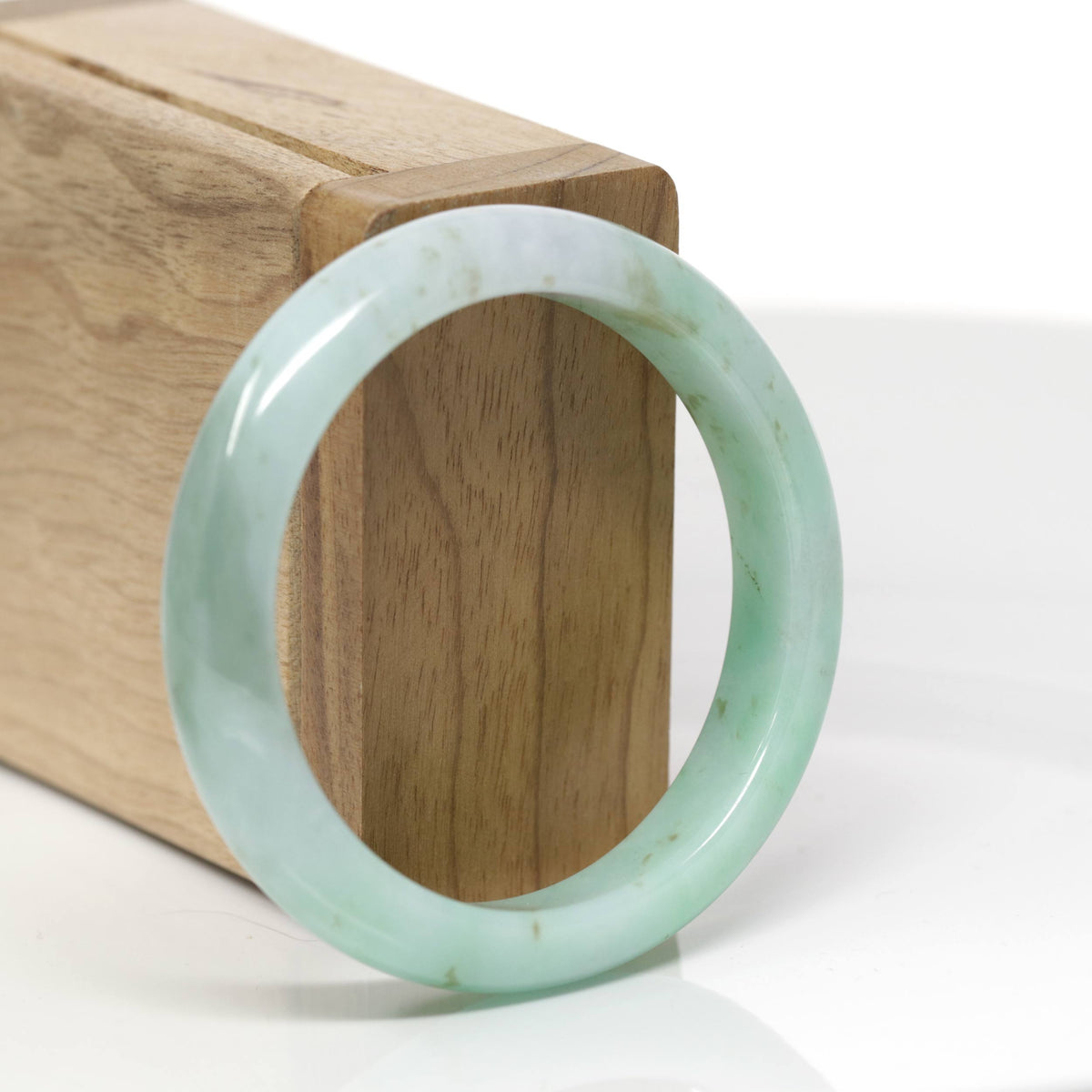 Baikalla Natural Apple Green W/ "Sajin" Gold Dust Jadeite Jade Bangle Bracelet (53.8mm) 