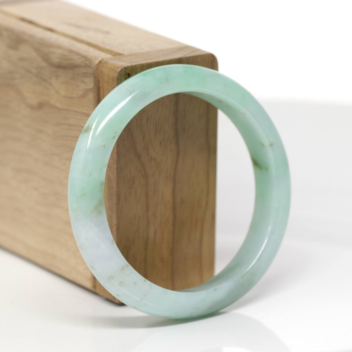 Baikalla Natural Apple Green W/ "Sajin" Gold Dust Jadeite Jade Bangle Bracelet (53.8mm) 
