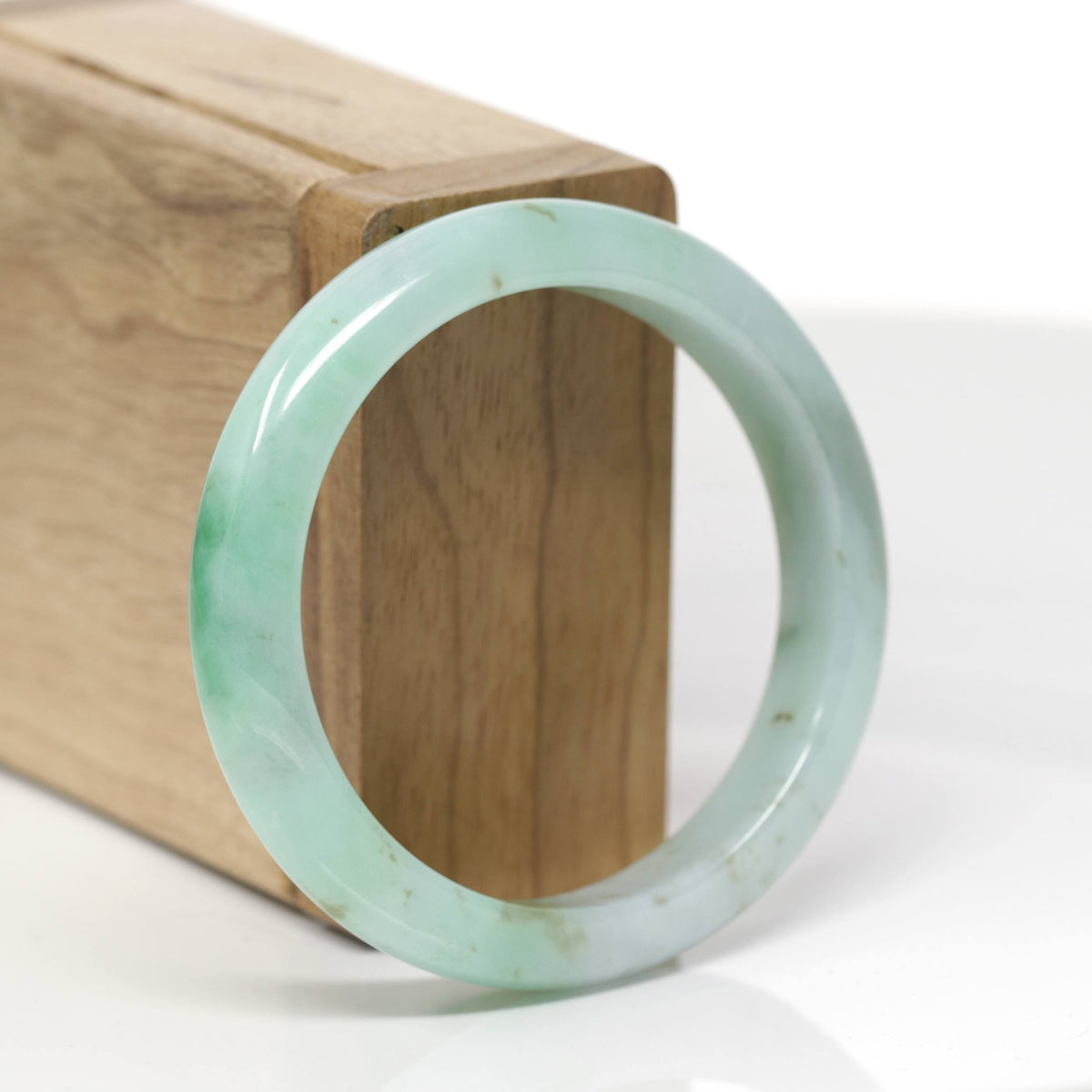 Baikalla Natural Apple Green W/ "Sajin" Gold Dust Jadeite Jade Bangle Bracelet (53.8mm) 