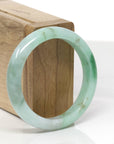 Baikalla Natural Apple Green W/ "Sajin" Gold Dust Jadeite Jade Bangle Bracelet (53.8mm) 