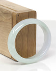 Baikalla Natural Icy Light Green W/ Light Lavender Patch Jadeite Jade Oval Bangle (53.8mm) 