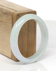 Baikalla Natural Icy Light Green W/ Light Lavender Patch Jadeite Jade Oval Bangle (53.8mm) 