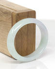Baikalla Natural Icy Light Green W/ Light Lavender Patch Jadeite Jade Oval Bangle (53.8mm) 
