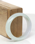 Baikalla Natural Icy Light Green W/ Light Lavender Patch Jadeite Jade Oval Bangle (53.8mm) 