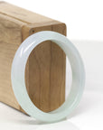 Baikalla Natural Icy Light Green W/ Light Lavender Patch Jadeite Jade Oval Bangle (53.8mm) 
