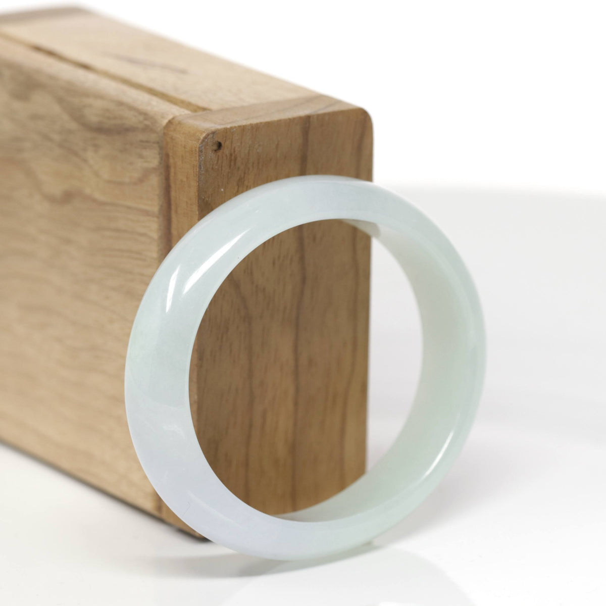 Baikalla Natural Icy Light Green W/ Light Lavender Patch Jadeite Jade Oval Bangle (53.8mm) 