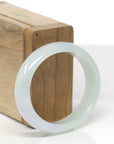 Baikalla Natural Icy Light Green W/ Light Lavender Patch Jadeite Jade Oval Bangle (53.8mm) 