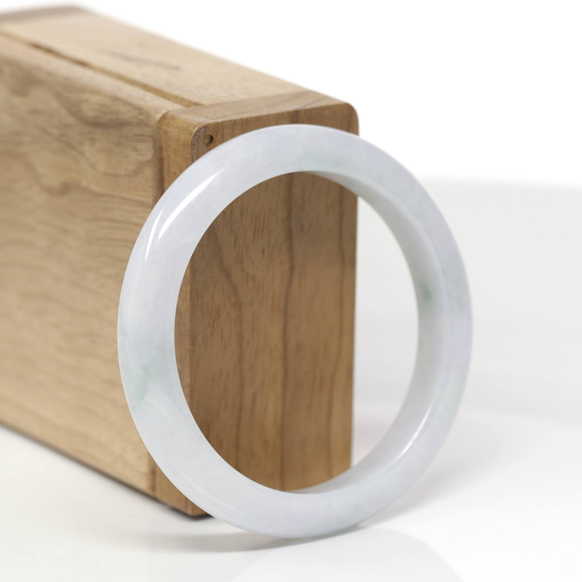 Baikalla Natural Light Blue-Green Jadeite Jade "Petite Half Round" Bangle Bracelet (52.5mm) 