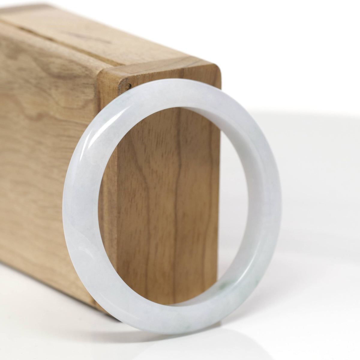 Baikalla Natural Light Blue-Green Jadeite Jade "Petite Half Round" Bangle Bracelet (52.5mm) 