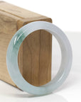 Baikalla Natural Icy Blue-Green Flower Jadeite Jade "Square Cut" Bangle Bracelet (53.7mm) 