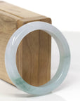 Baikalla Natural Icy Blue-Green Flower Jadeite Jade "Square Cut" Bangle Bracelet (53.7mm) 