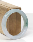 Baikalla Natural Icy Blue-Green Flower Jadeite Jade "Square Cut" Bangle Bracelet (53.7mm) 