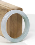 Baikalla Natural Icy Blue-Green Flower Jadeite Jade "Square Cut" Bangle Bracelet (53.7mm) 