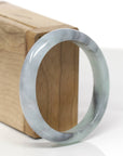 Baikalla Natural Light Green & Black Wuji Jadeite Jade "Oval" Bangle Bracelet (56.4mm) 