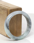 Baikalla Natural Light Green & Black Wuji Jadeite Jade "Oval" Bangle Bracelet (56.4mm) 