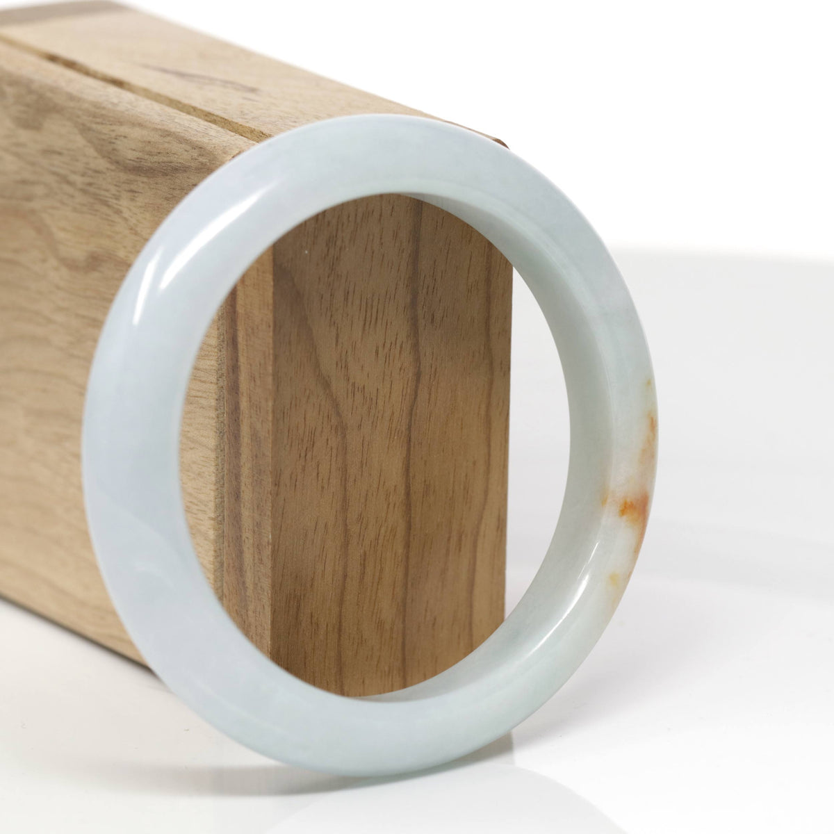 Baikalla Natural Light Green &amp; Orange Sajin Jadeite Jade "Half Round" Bangle Bracelet (57.8mm) 