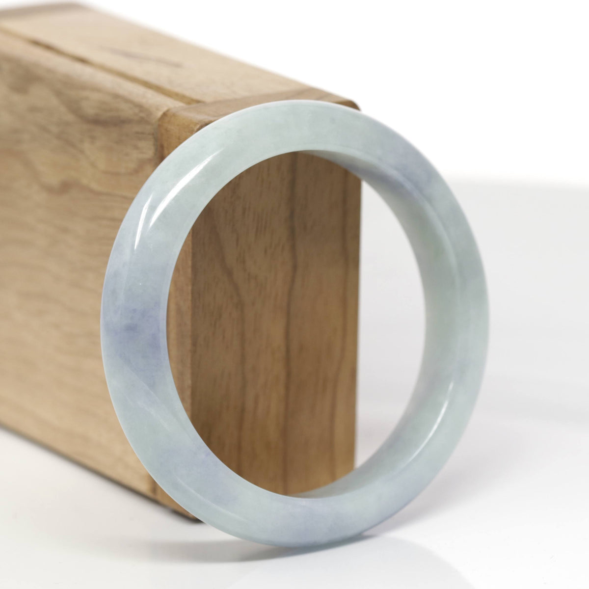 Baikalla Natural Light Blue-Green &amp; Lavender Jadeite Jade "Half Round" Bangle Bracelet (55.6mm) 