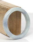 Baikalla Natural Light Blue-Green & Lavender Jadeite Jade "Half Round" Bangle Bracelet (55.6mm) 